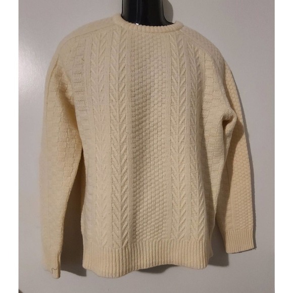 J.CREW Other - MEN'S J.CREW LAMBSWOOL SWEATER IVORY FISHERMANS KNIT PULLOVER M EUC